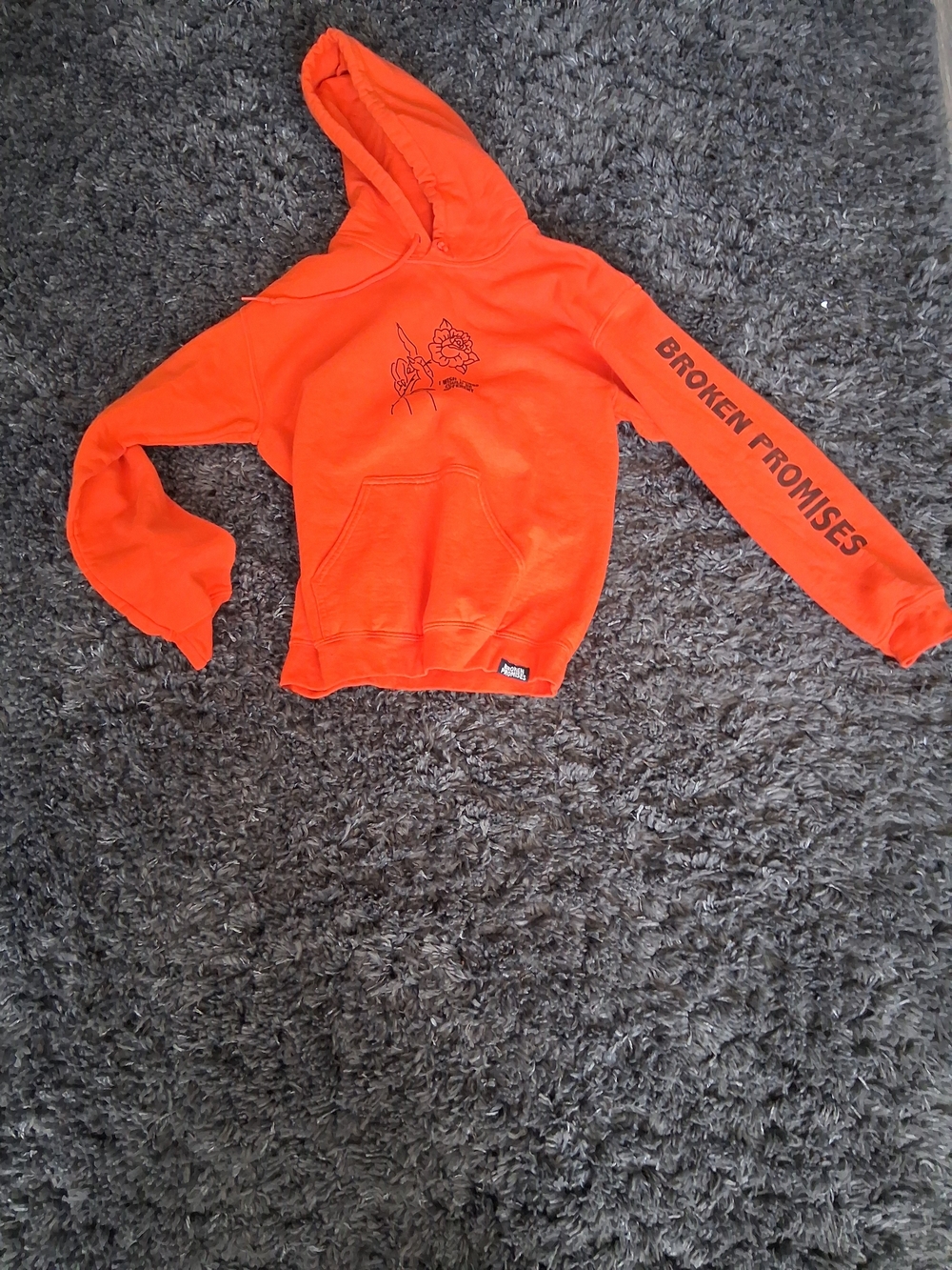 Broken Promises Orange Graphic Hoodie for Women